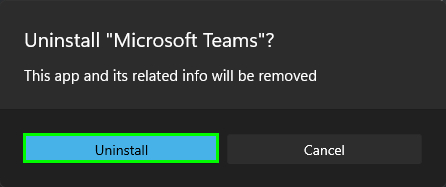 Microsoft Teams'i kaldırma