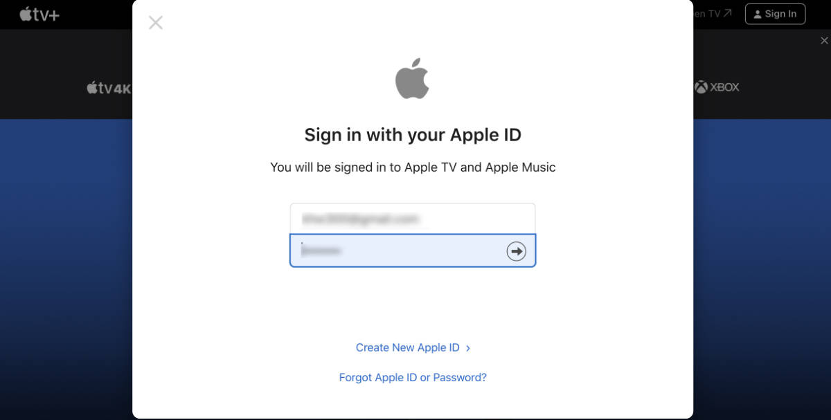 Apple kimliği giriş ekranı