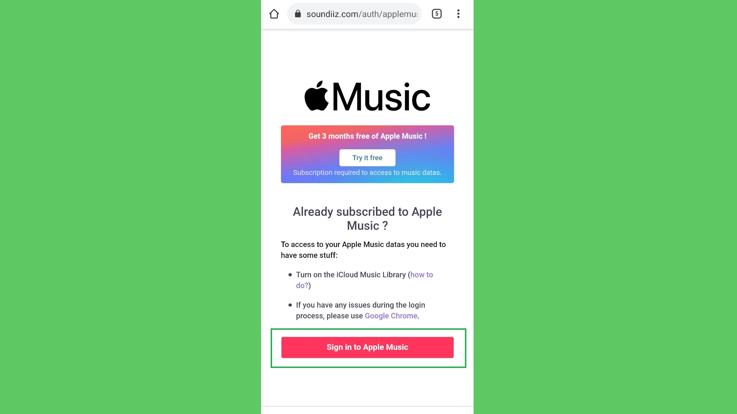 Spotify çalma listeleri Apple Music'e nasıl aktarılır — Apple Music'te oturum açın