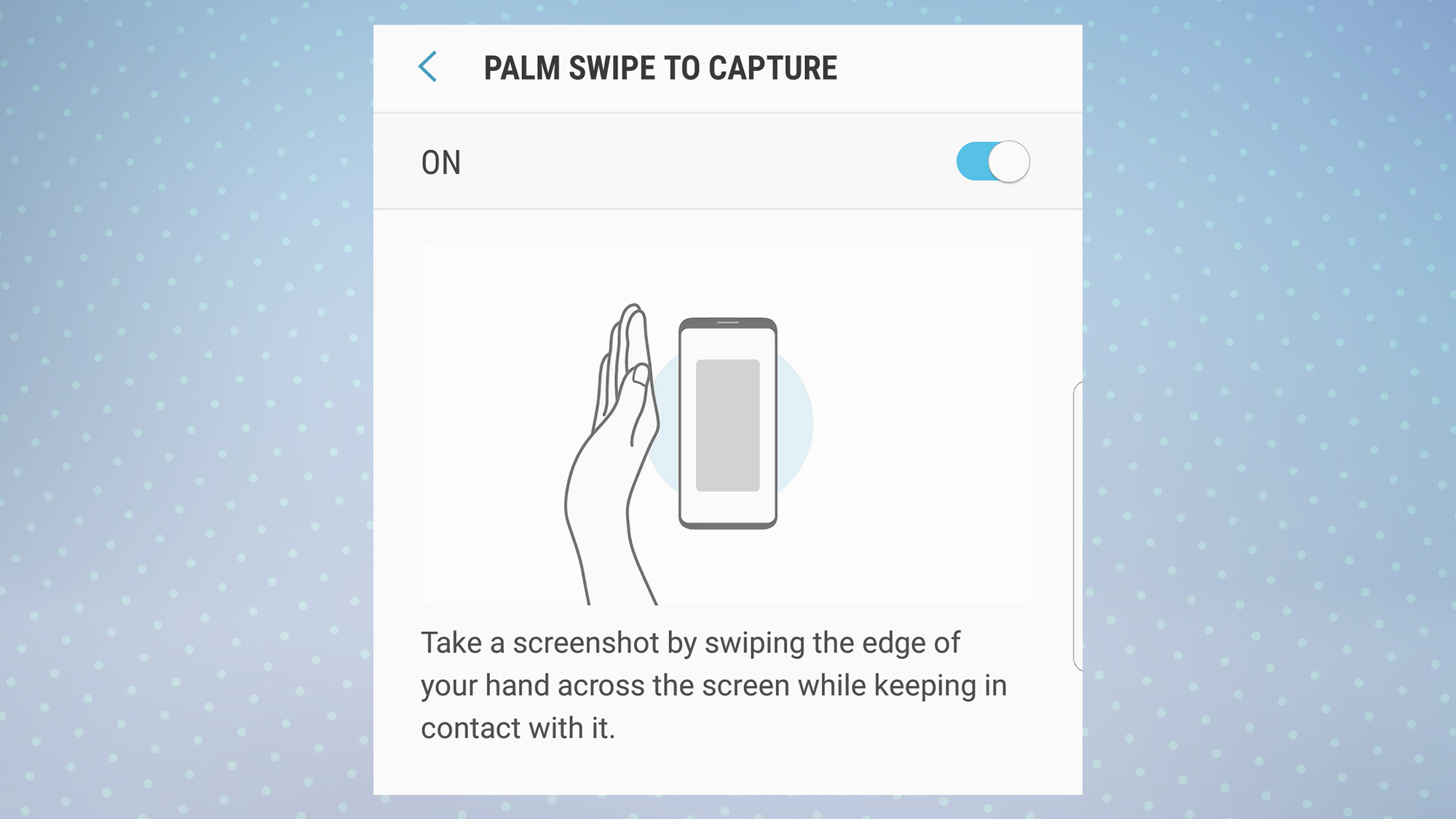 Samsung telefonlarda avuç içi kaydırma özelliğinin nasıl kullanılacağını gösteren bir resim