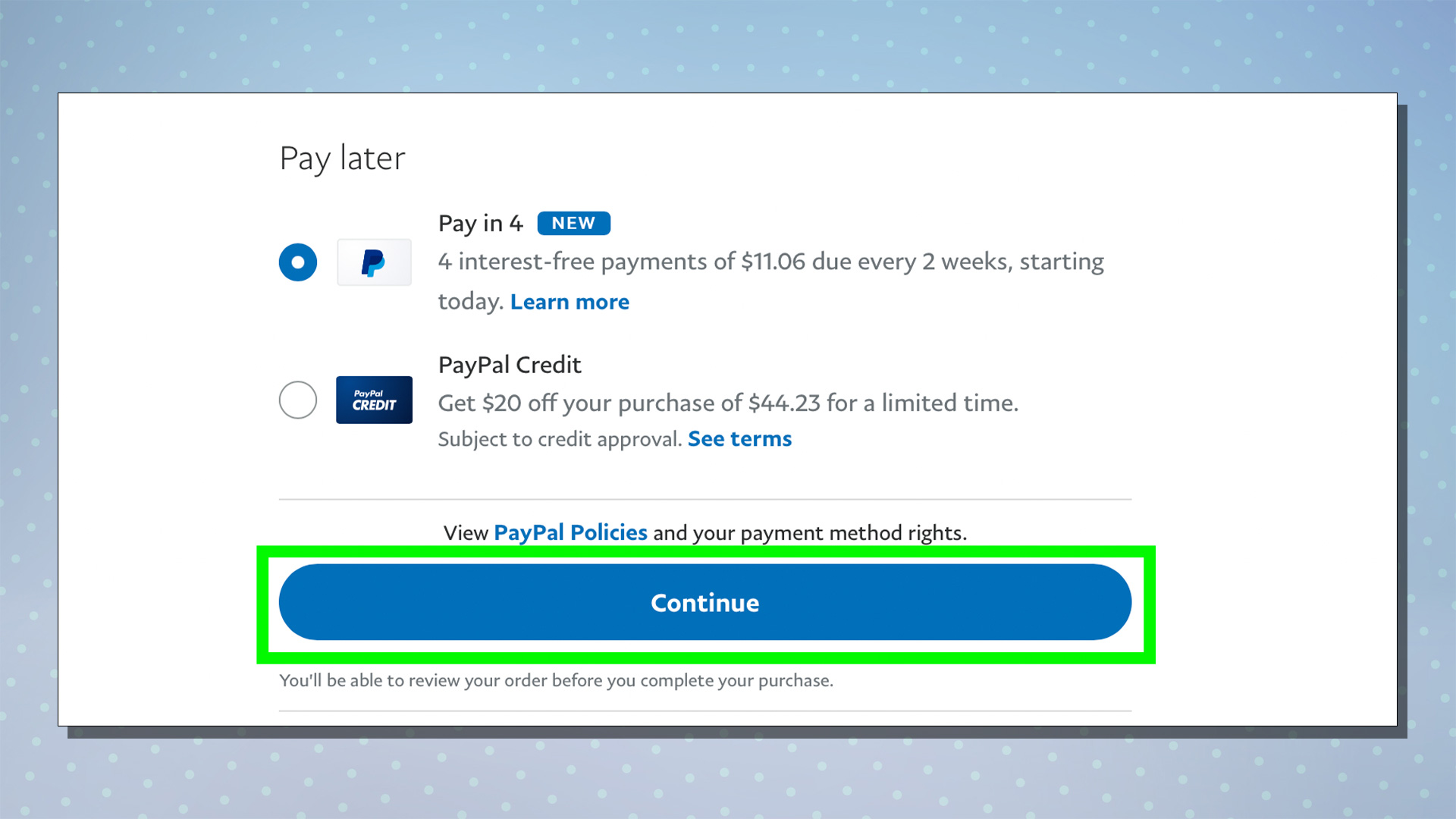4'te PayPal Pay adımlarını gösteren ekran görüntüsü