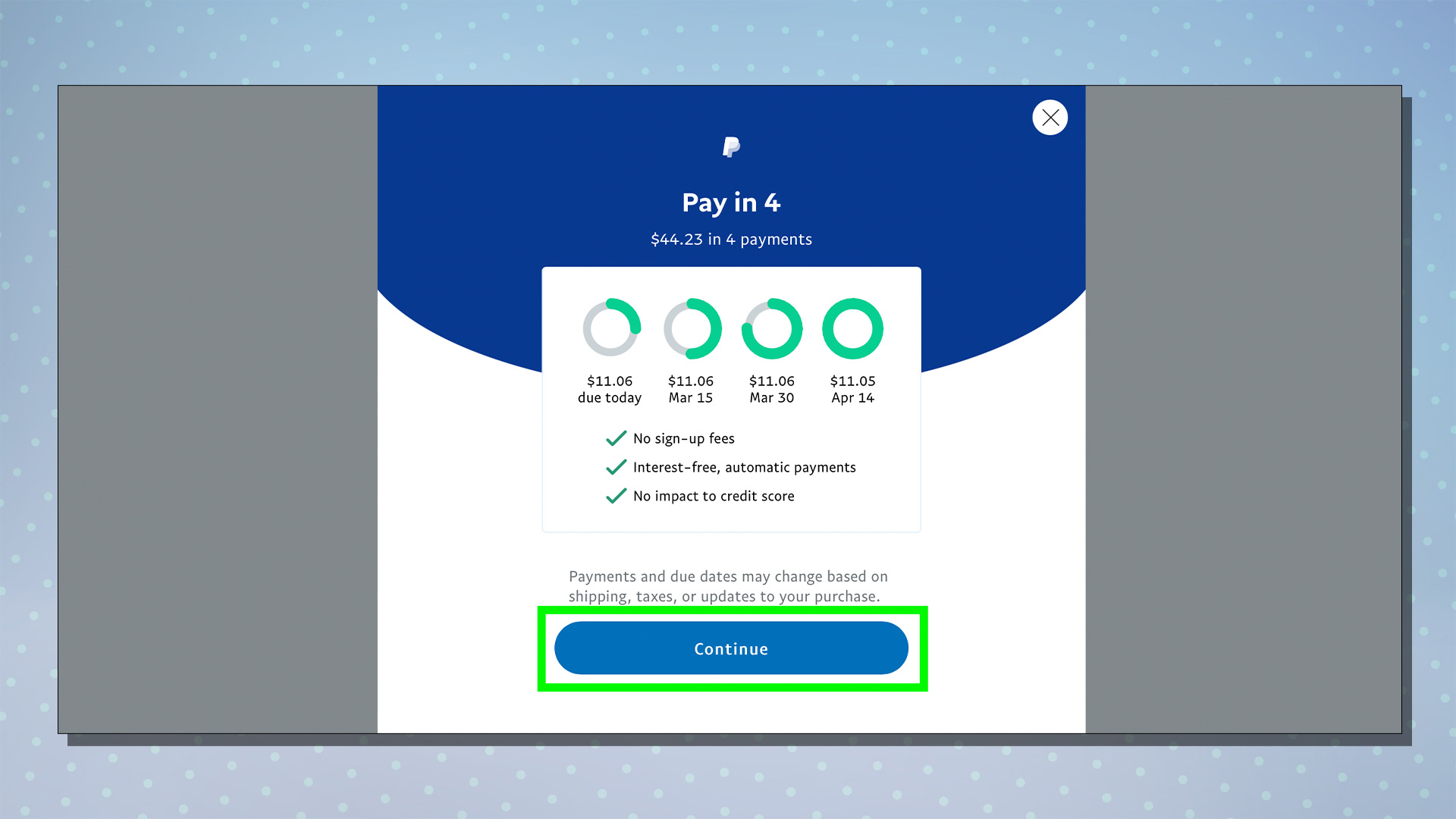 4'te PayPal Pay adımlarını gösteren ekran görüntüsü