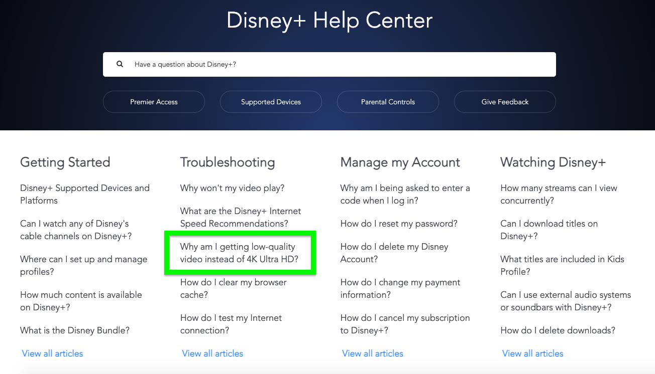 Disney Plus müşteri hizmeti nasıl alınır: Sizinle ilgili bir sorun seçin