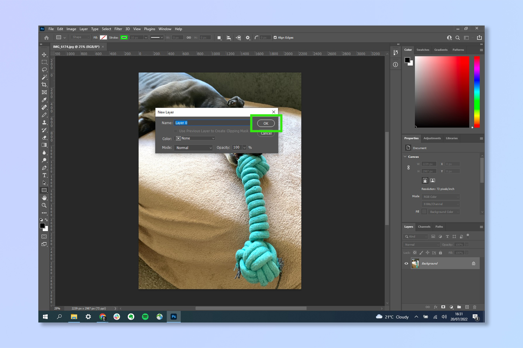 Adobe Photoshop'ta nasıl kenarlık ekleneceğini gösteren ekran görüntüsü