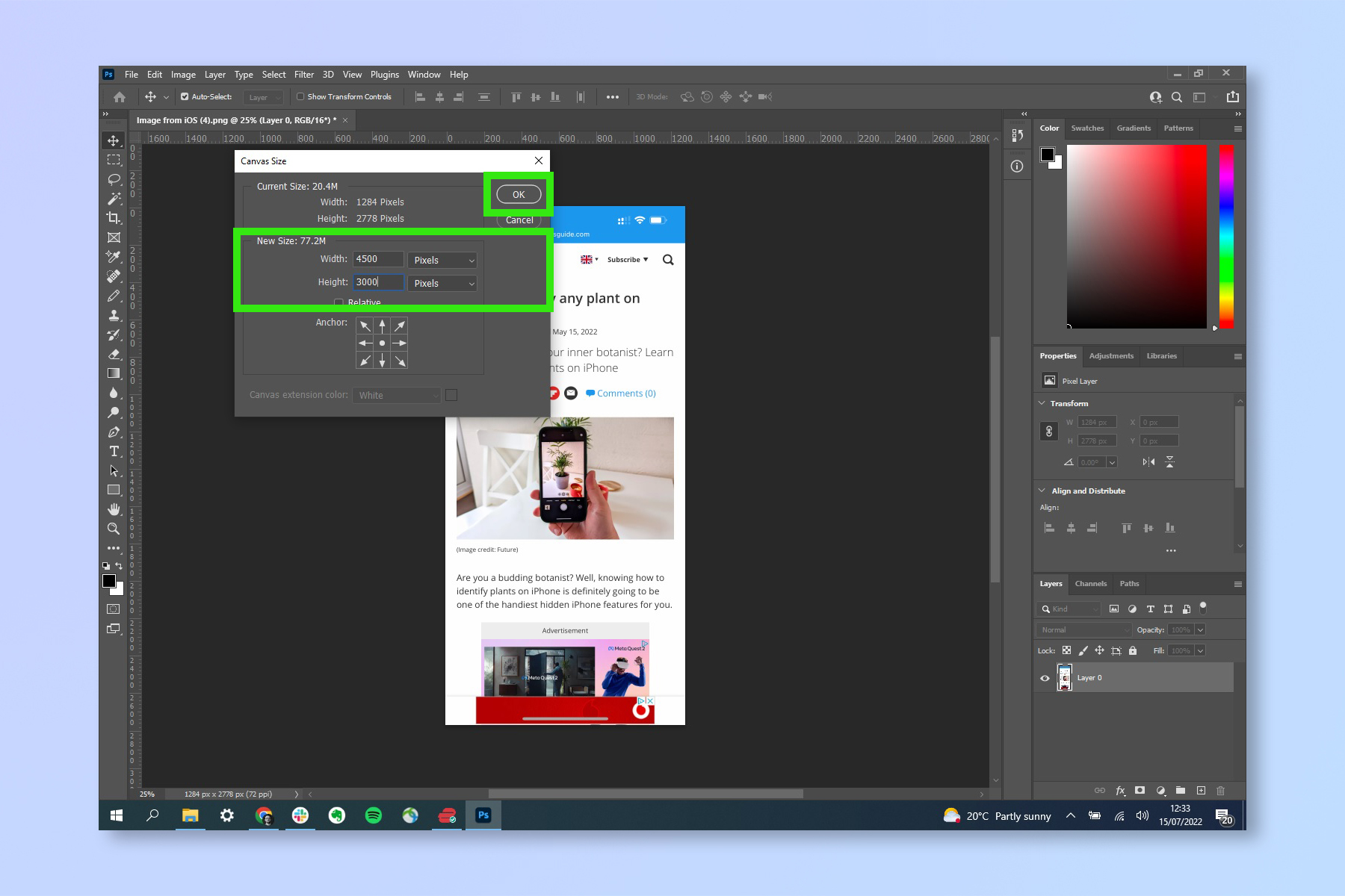 Adobe Photoshop'ta arka plan eklemek için gereken adımları gösteren bir ekran görüntüsü