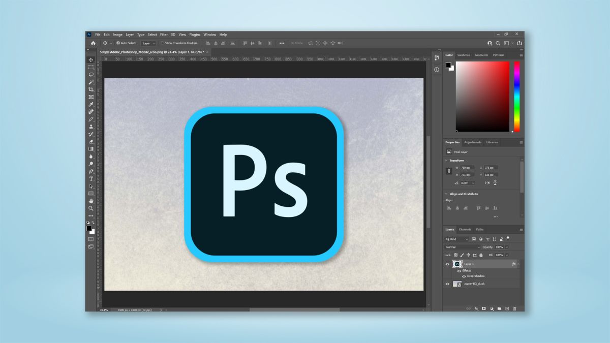 The Adobe Photoshop logo being edited in Adobe Photoshop