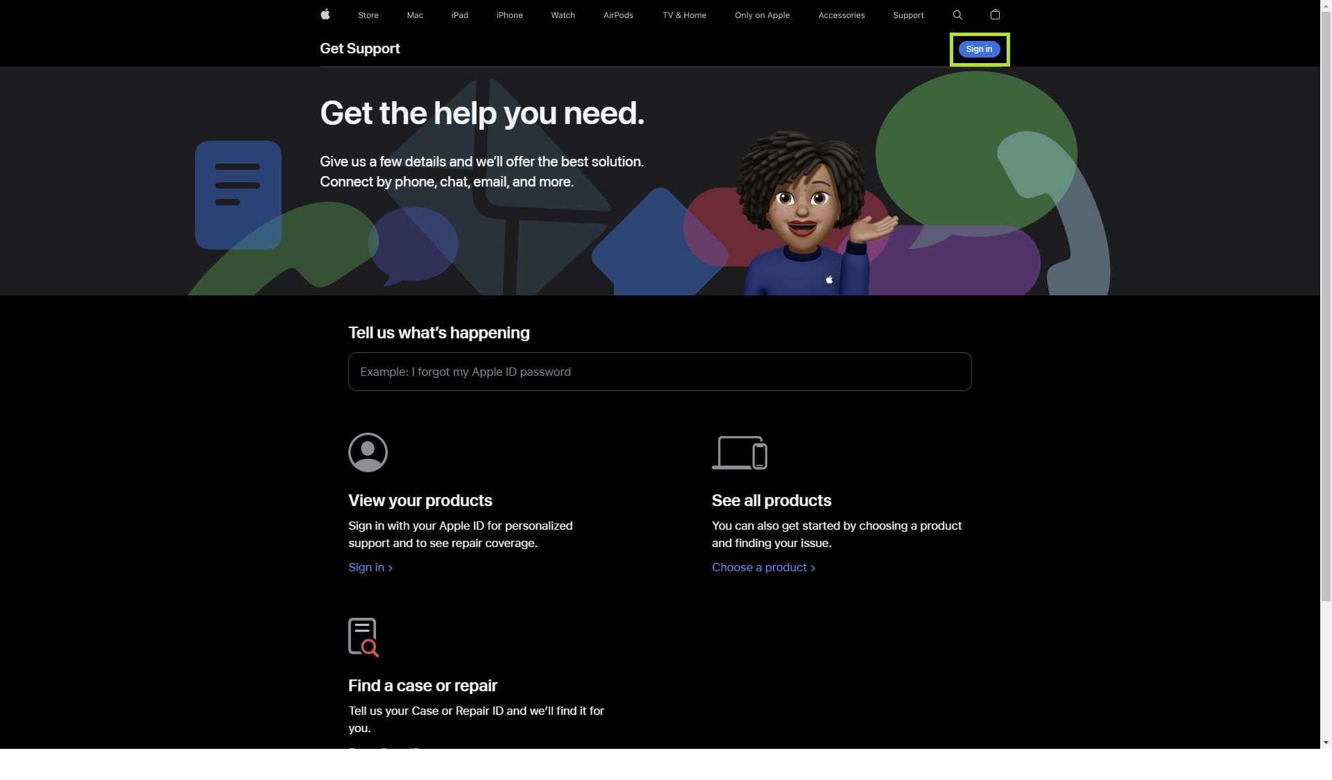 Genius Bar randevusu alma adımlarını gösteren Apple destek web sitesi